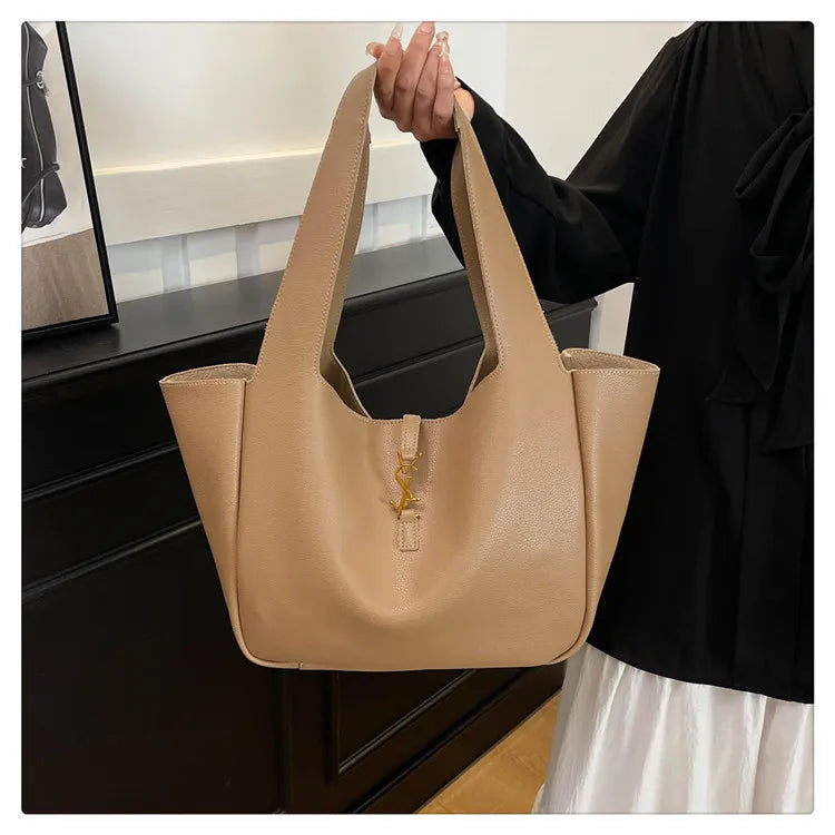Luxury Shoulder Bag for Women 2025 - Minimalist Solid Color Tote, Spacious PU Leather Crossbody Purse, Elegant Underarm Handbag