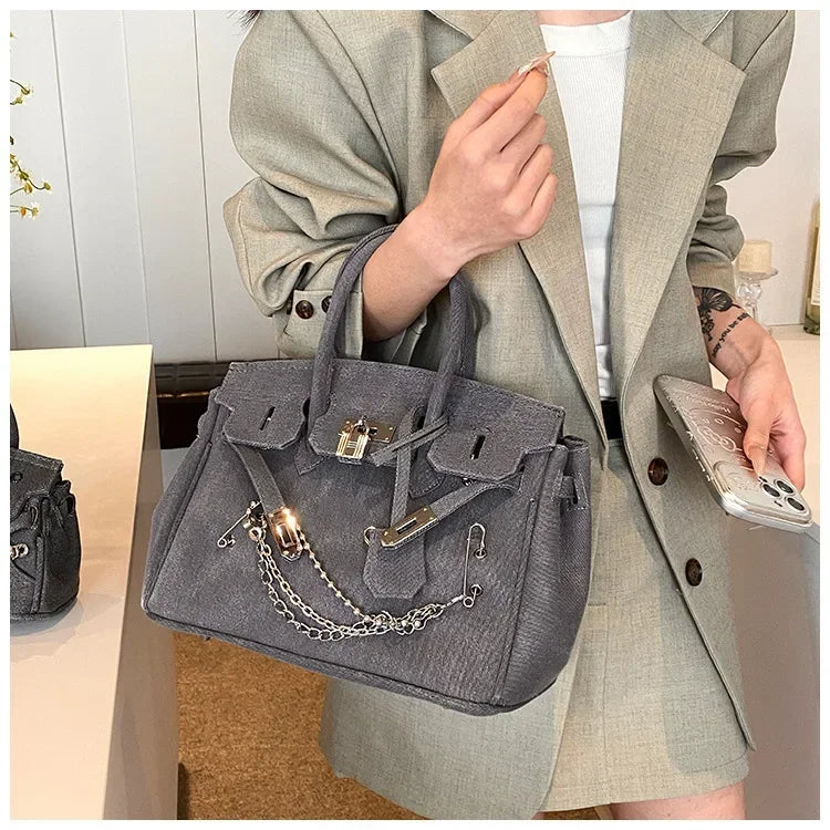 Vintage Distressed Denim Crossbody Bag 2025 Spring Summer Boho Chic Shoulder Purse for Women - Funny Ripped Designer Handbag