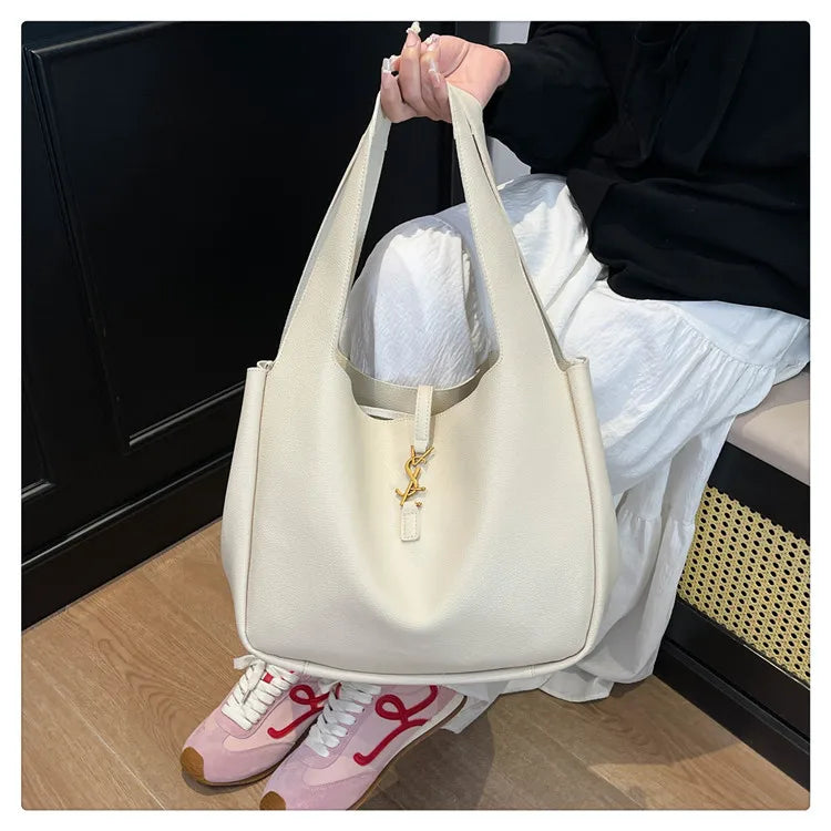 Luxury Shoulder Bag for Women 2025 - Minimalist Solid Color Tote, Spacious PU Leather Crossbody Purse, Elegant Underarm Handbag