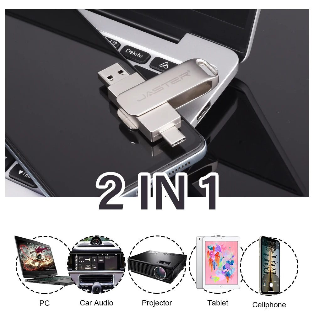 2 in 1 Otg TYPE-C USB-C Flash Pen Drive Metal Memory Stick Usb 2.0 Flash Disk 64G 2tb USB2.0 Dual C Pendrive flash drive 128gb