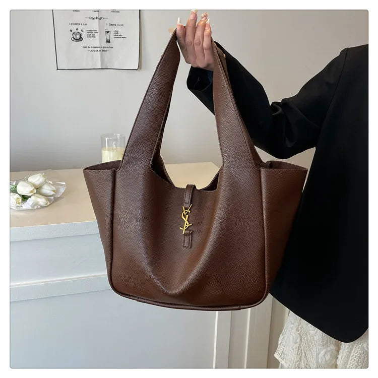 Luxury Shoulder Bag for Women 2025 - Minimalist Solid Color Tote, Spacious PU Leather Crossbody Purse, Elegant Underarm Handbag
