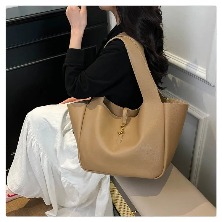 Luxury Shoulder Bag for Women 2025 - Minimalist Solid Color Tote, Spacious PU Leather Crossbody Purse, Elegant Underarm Handbag