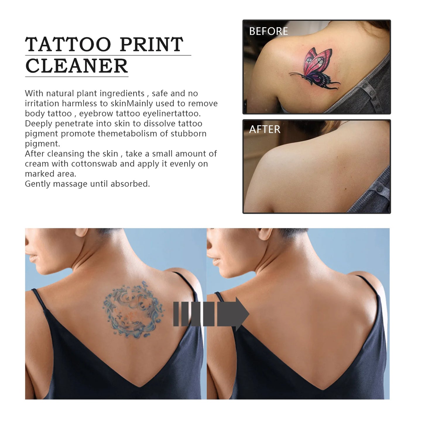Tattoo Removal Cream Tattoo Color Fade Bleaching Makeup Eyebrow Lips Eyeliner Body Quick Elimination Permanent Tattoo Remover