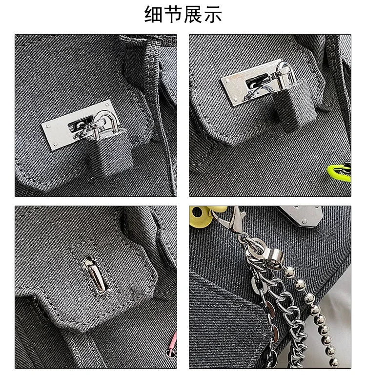 Vintage Distressed Denim Crossbody Bag 2025 Spring Summer Boho Chic Shoulder Purse for Women - Funny Ripped Designer Handbag