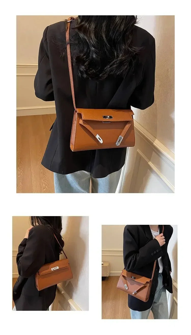2025 New Designer Shoulder Bag Genuine Leather Crossbody Purse for Women Fashion Casual Office Handbag with Gold Chain Strap