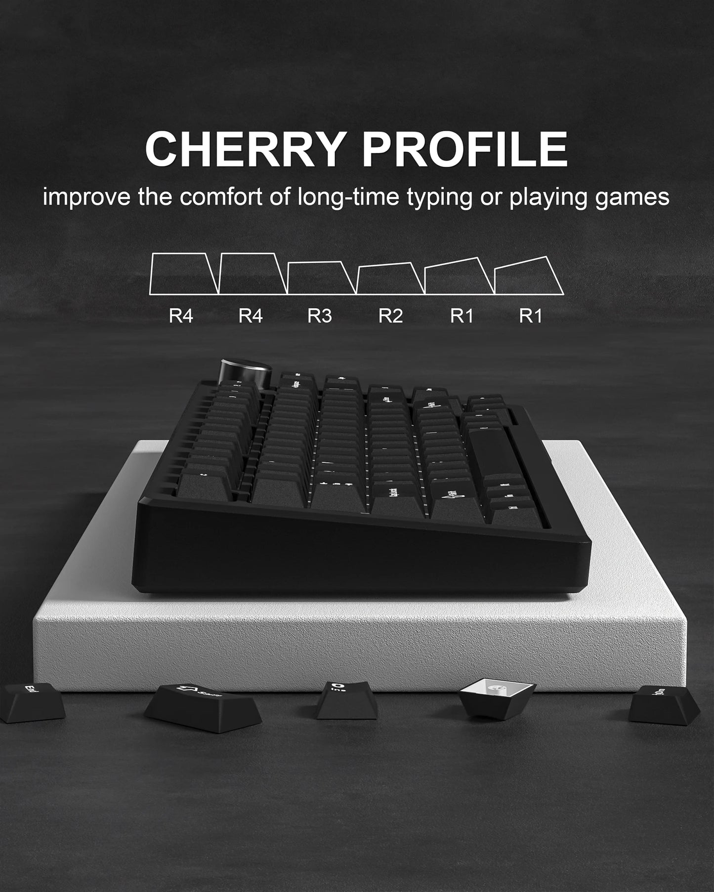 Womier 122 Keys Retro Black PBT Keycap Double Shot Cherry Profile Key caps for Cherry MX Switches Mechanical Gamer Keyboard