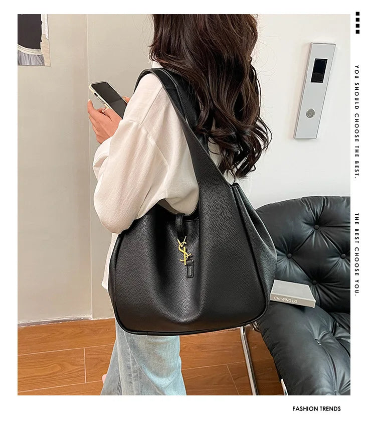 Luxury Shoulder Bag for Women 2025 - Minimalist Solid Color Tote, Spacious PU Leather Crossbody Purse, Elegant Underarm Handbag