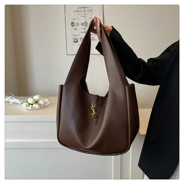 Luxury Shoulder Bag for Women 2025 - Minimalist Solid Color Tote, Spacious PU Leather Crossbody Purse, Elegant Underarm Handbag