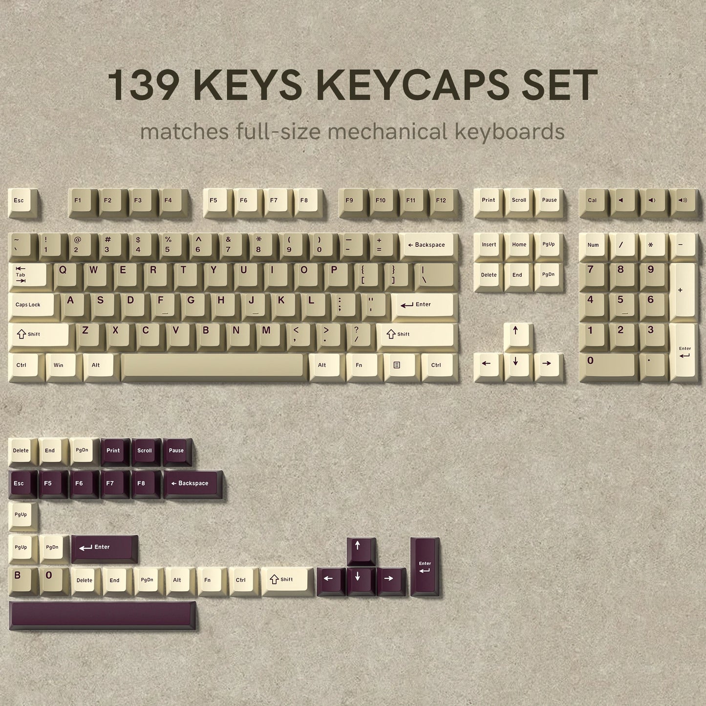 Womier 122 Keys Retro Black PBT Keycap Double Shot Cherry Profile Key caps for Cherry MX Switches Mechanical Gamer Keyboard