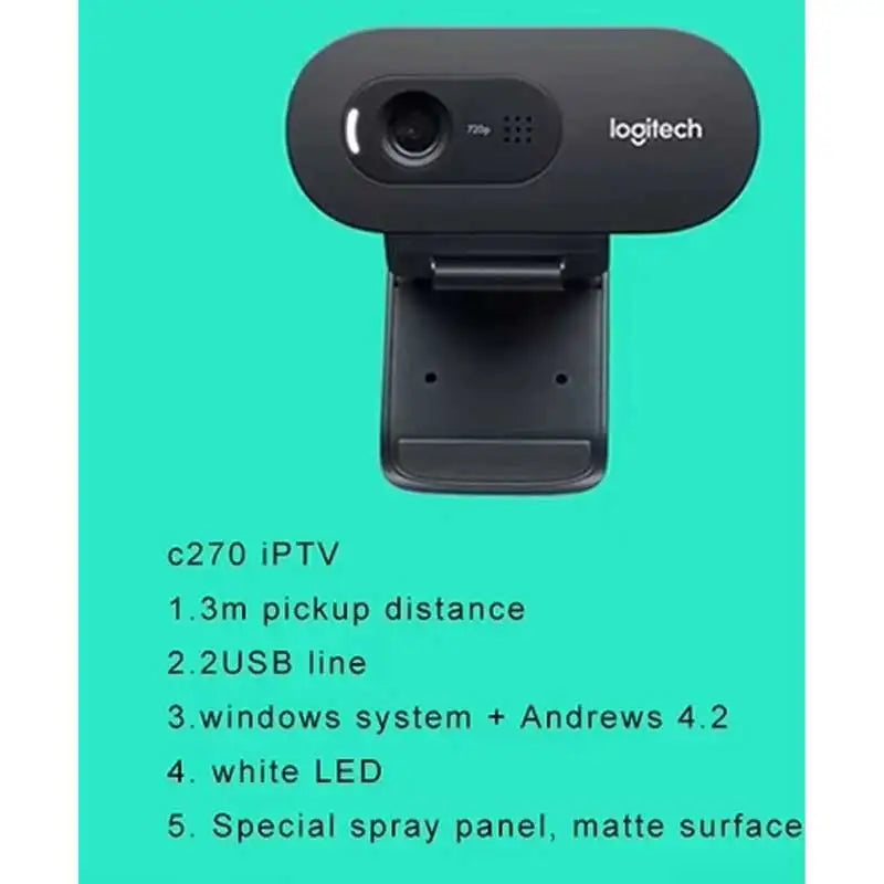 Logitech Webcam C270i HD Webcam 720P Network Built-in Microphone USB2.0 Webcam Chat Camera mini camera Webcam for pc