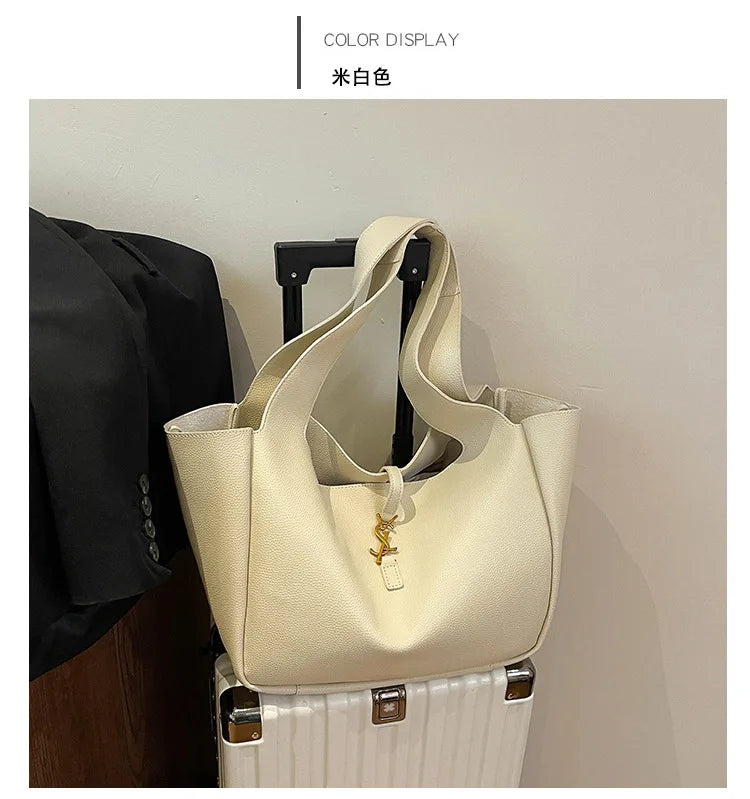 Luxury Shoulder Bag for Women 2025 - Minimalist Solid Color Tote, Spacious PU Leather Crossbody Purse, Elegant Underarm Handbag