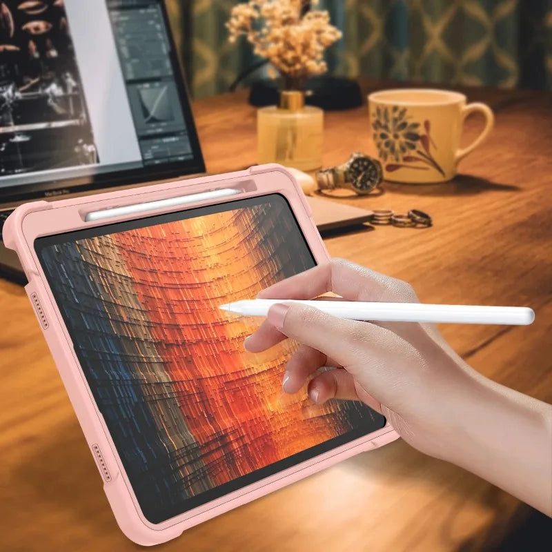 Armor Stand Back Case for IPad Air 13 Pro 13 Inch 2024 M2 M4 Tablet Cover for IPad Pro 12.9 2022 2021 2020 2018 Protective Cases