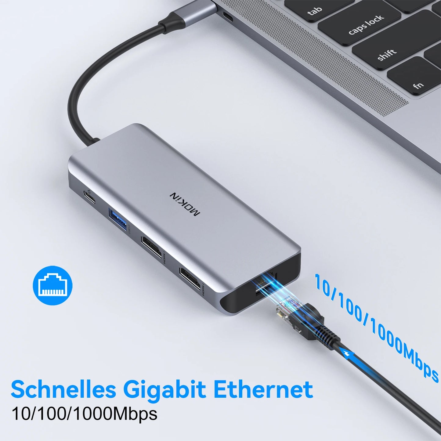 MOKiN USB C Dual Monitor Docking Station to Dual HDMI Adapter with 4K@60hz,SD/TF,RJ45,VGA,USB,Audio,100W PD Dock for MacBook Pro