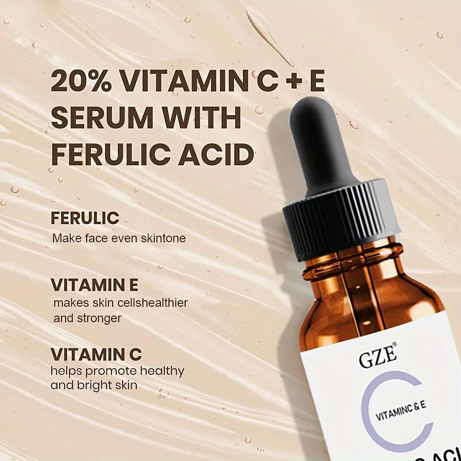 GZE Ferulic Facial Serum with Vitamin C, Vitamin E, & Absorbic Acid - Make you looks Younger, Skin Brightening Face Essence