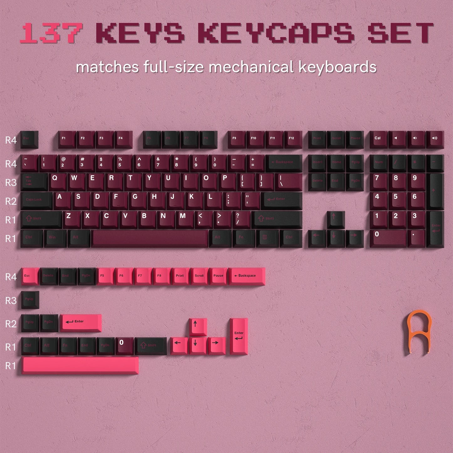 Womier 122 Keys Retro Black PBT Keycap Double Shot Cherry Profile Key caps for Cherry MX Switches Mechanical Gamer Keyboard