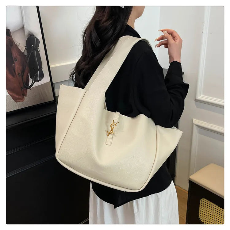 Luxury Shoulder Bag for Women 2025 - Minimalist Solid Color Tote, Spacious PU Leather Crossbody Purse, Elegant Underarm Handbag