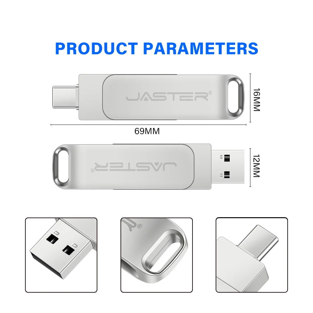 2 in 1 Otg TYPE-C USB-C Flash Pen Drive Metal Memory Stick Usb 2.0 Flash Disk 64G 2tb USB2.0 Dual C Pendrive flash drive 128gb