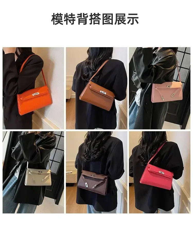 2025 New Designer Shoulder Bag Genuine Leather Crossbody Purse for Women Fashion Casual Office Handbag with Gold Chain Strap