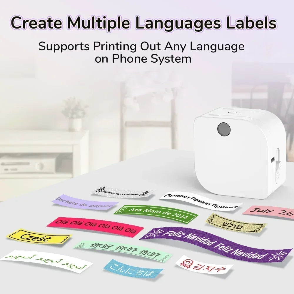 Phomemo Label Printer P12 PRO Portable Label Maker 12mm Rechargeable Bluetooth Inkless Printer Multiple Template for Office Home