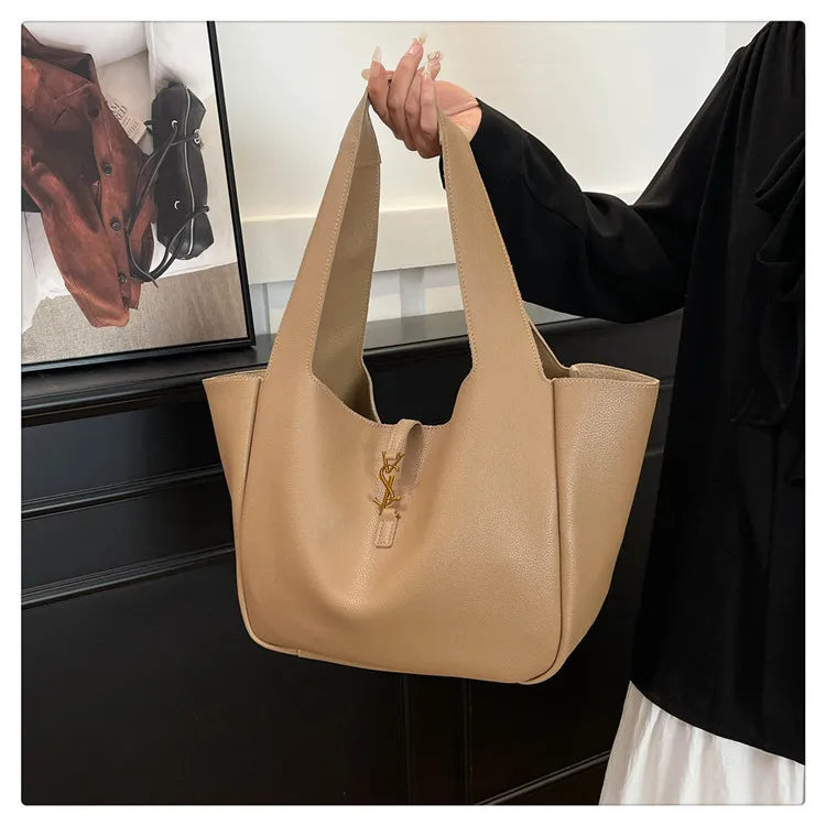 Luxury Shoulder Bag for Women 2025 - Minimalist Solid Color Tote, Spacious PU Leather Crossbody Purse, Elegant Underarm Handbag
