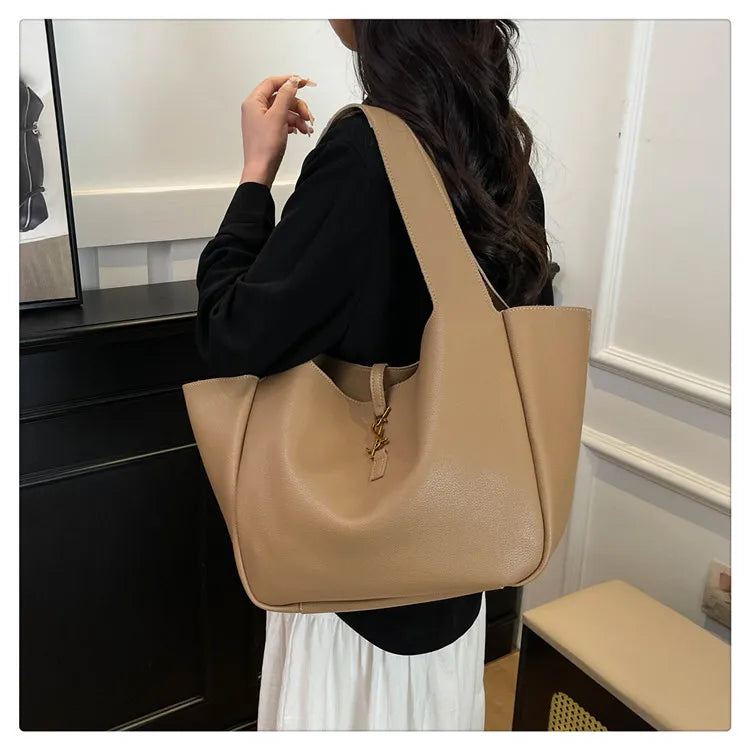 Luxury Shoulder Bag for Women 2025 - Minimalist Solid Color Tote, Spacious PU Leather Crossbody Purse, Elegant Underarm Handbag