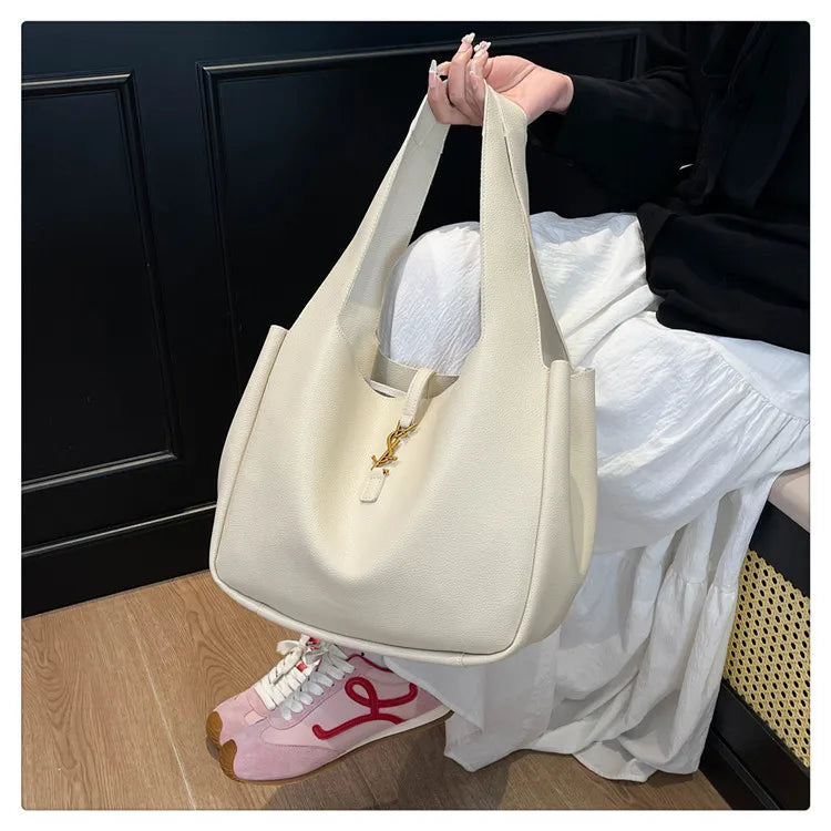 Luxury Shoulder Bag for Women 2025 - Minimalist Solid Color Tote, Spacious PU Leather Crossbody Purse, Elegant Underarm Handbag