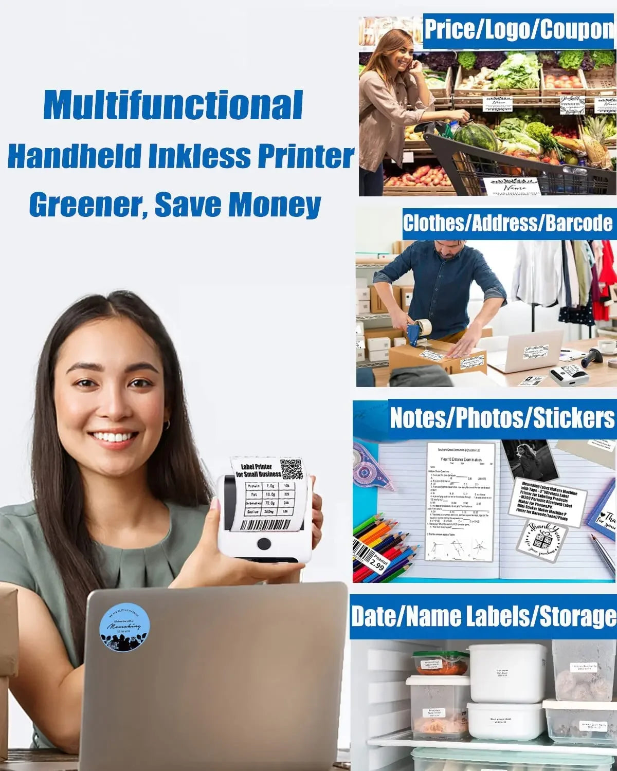 Phomemo M200 Bluetooth Thermal Label Printer Sticker Label Maker for Small Businesses Shipping and Address Labels (20-75mm)
