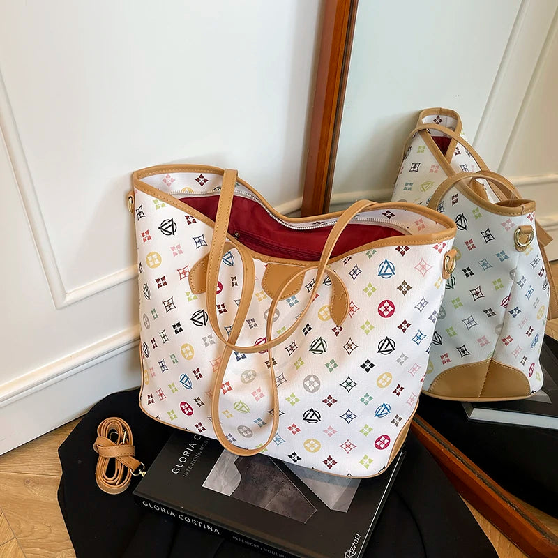 Premium Leather Tote Bag for Women Designer Crossbody Handbag Convertible Shoulder Purse Ladies Luxury Brand Spacious Travel Bag