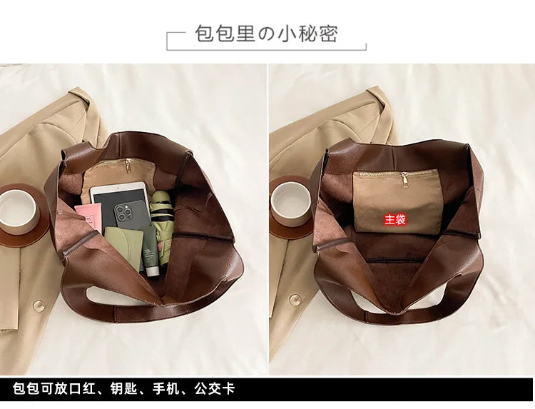 Luxury Shoulder Bag for Women 2025 - Minimalist Solid Color Tote, Spacious PU Leather Crossbody Purse, Elegant Underarm Handbag