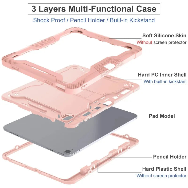 Armor Stand Back Case for IPad Air 13 Pro 13 Inch 2024 M2 M4 Tablet Cover for IPad Pro 12.9 2022 2021 2020 2018 Protective Cases
