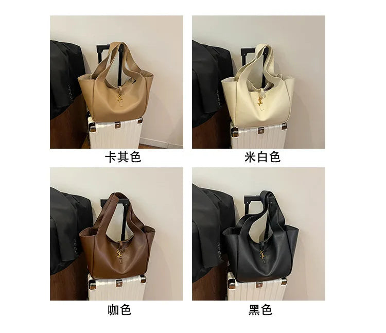 Luxury Shoulder Bag for Women 2025 - Minimalist Solid Color Tote, Spacious PU Leather Crossbody Purse, Elegant Underarm Handbag