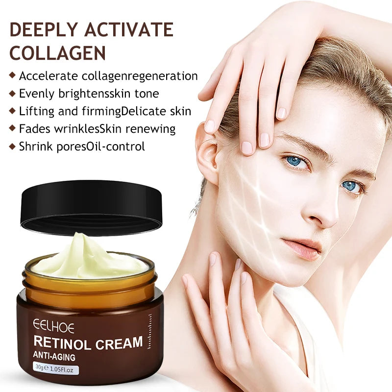 Retinol Anti Wrinkle Face Cream Set Anti-Aging Firming Lifting Fade Fine Line Serum Smooth Skin Whitening Moisturizing Skin Care