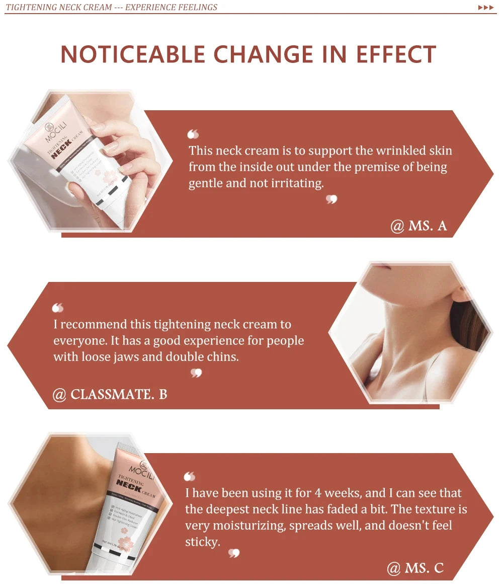 MOCILI Neck Cream Firming Anti Wrinkle Tightening Remove Dark Spot Whitening Massage Anti Aging Moisturizing Beauty Shape 50g