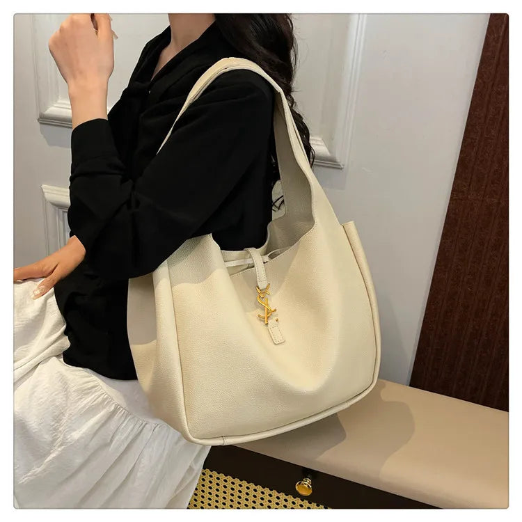 Luxury Shoulder Bag for Women 2025 - Minimalist Solid Color Tote, Spacious PU Leather Crossbody Purse, Elegant Underarm Handbag