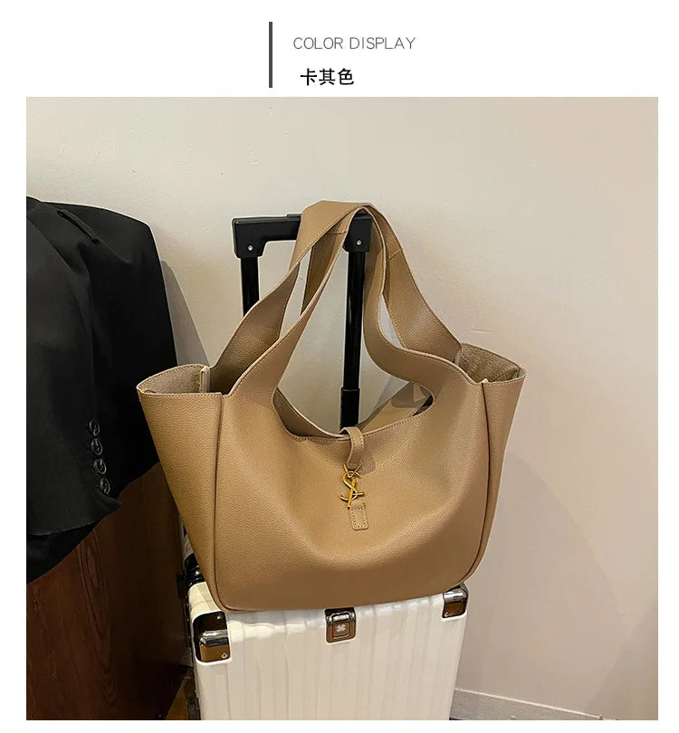 Luxury Shoulder Bag for Women 2025 - Minimalist Solid Color Tote, Spacious PU Leather Crossbody Purse, Elegant Underarm Handbag