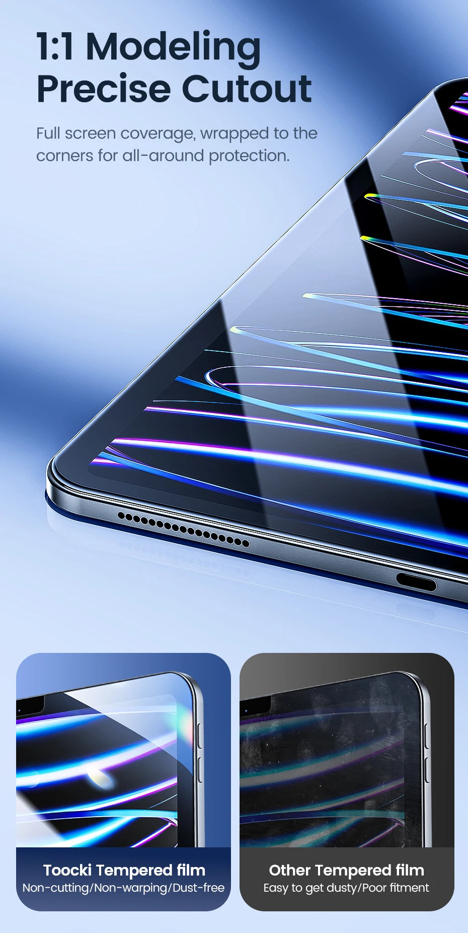 Toocki 2pcs Clear Screen Protector For Ipad 9 8 7 6 5 9th Generation 8th 7th Tempered Glass For Ipad Pro 12.9 11 10.2 Air 5 4