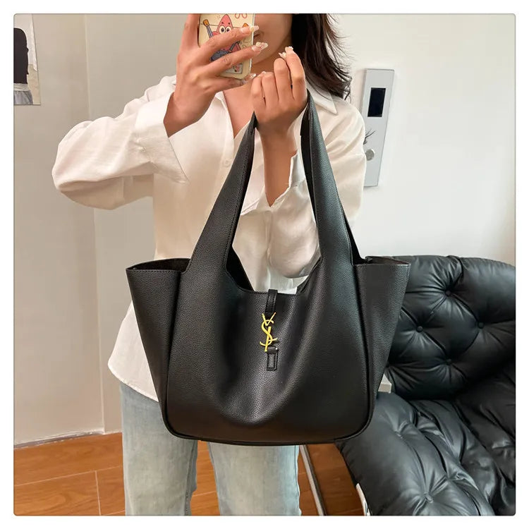 Luxury Shoulder Bag for Women 2025 - Minimalist Solid Color Tote, Spacious PU Leather Crossbody Purse, Elegant Underarm Handbag