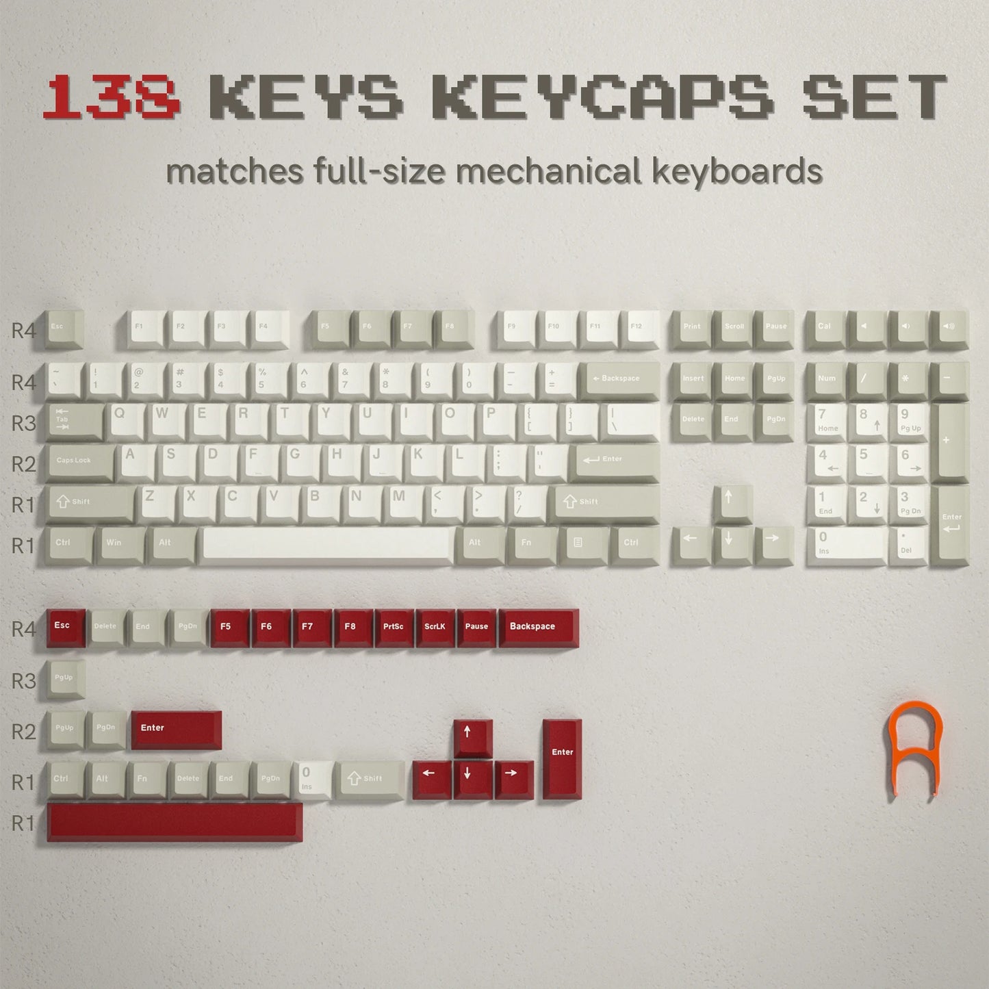 Womier 122 Keys Retro Black PBT Keycap Double Shot Cherry Profile Key caps for Cherry MX Switches Mechanical Gamer Keyboard