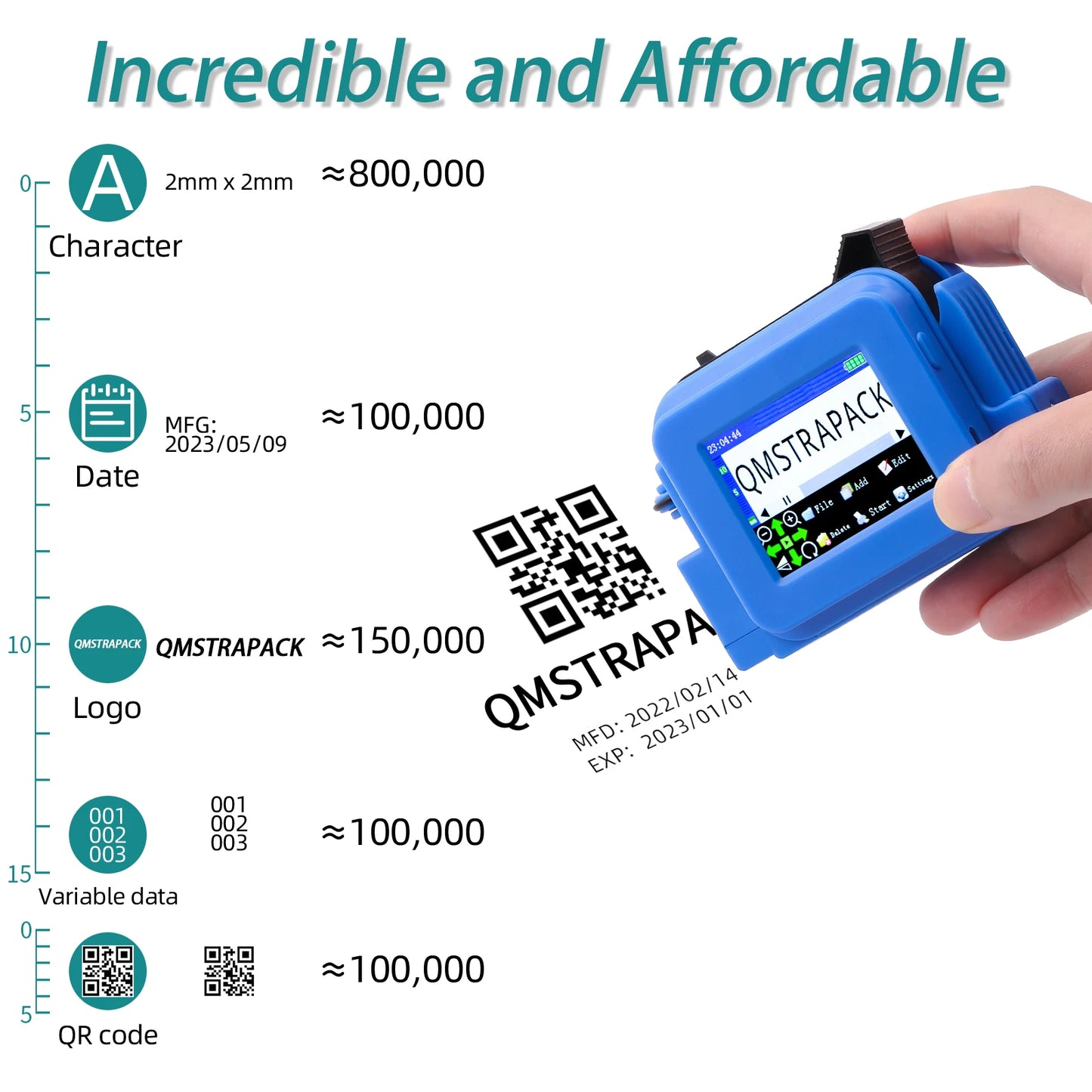 Mini Handheld Inkjet Printer with Fast-Drying Ink for Text QR Barcode Batch Number Logo Date Label Portable Coder Non-encrypted