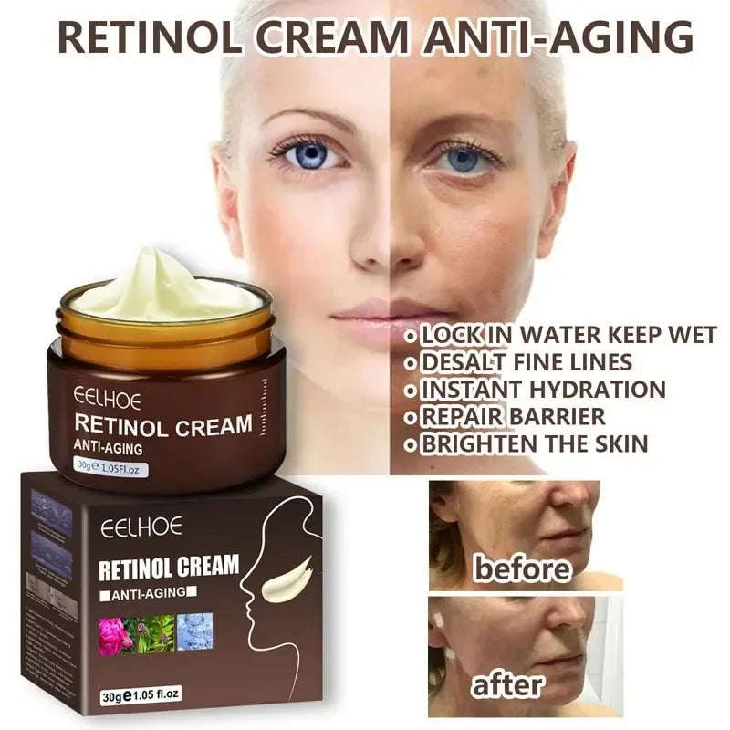 Retinol Anti Wrinkle Face Cream Set Anti-Aging Firming Lifting Fade Fine Line Serum Smooth Skin Whitening Moisturizing Skin Care