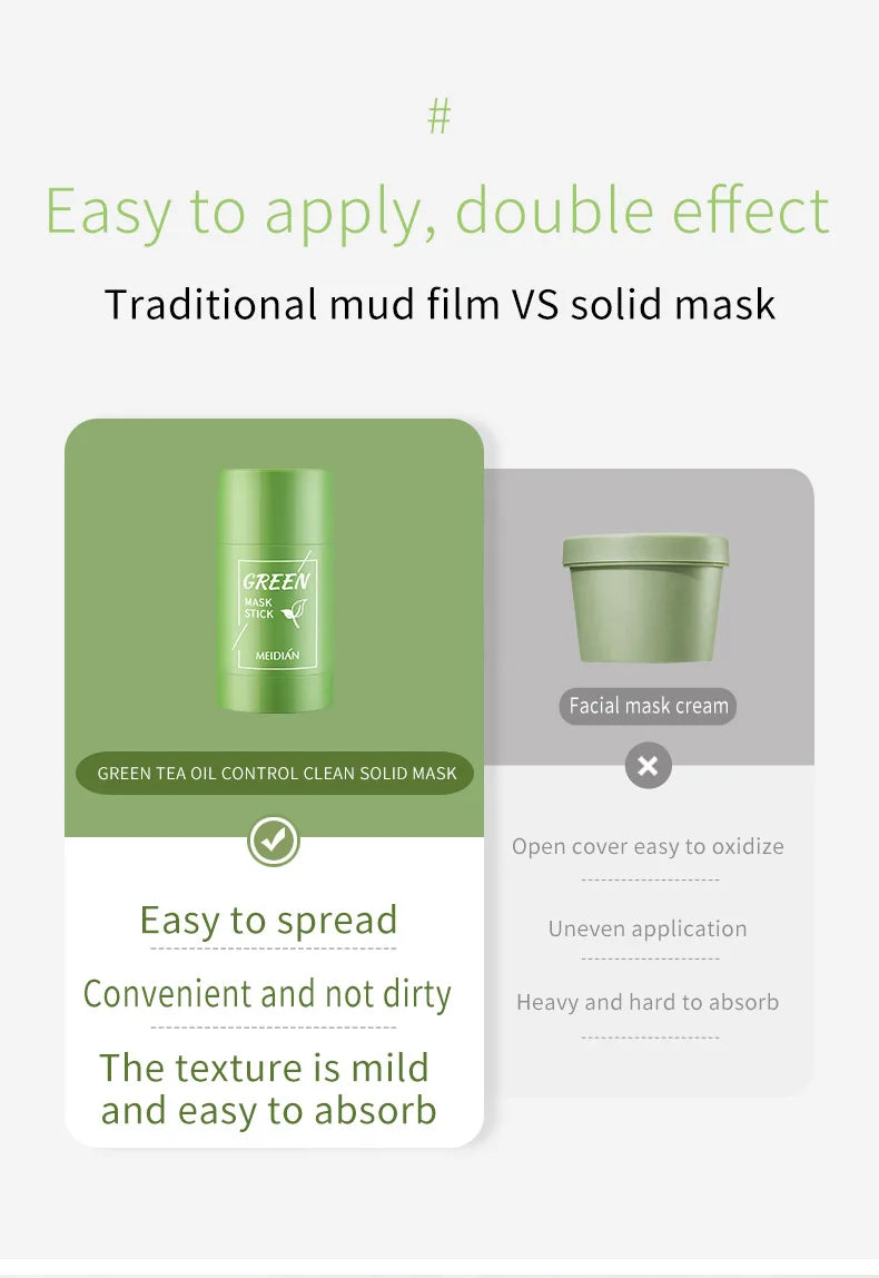 40ml Remove Blackhead Green Tea Solid Mask Clean Stick Mask Facial Dispel Acne Blemish Shrink Pores Korean Skin Care Multipack