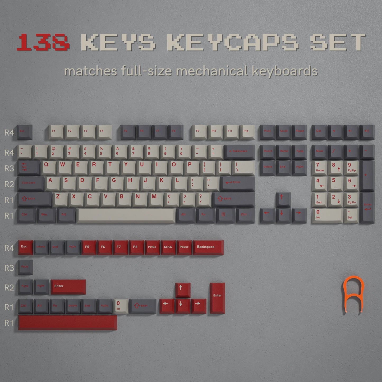 Womier 122 Keys Retro Black PBT Keycap Double Shot Cherry Profile Key caps for Cherry MX Switches Mechanical Gamer Keyboard