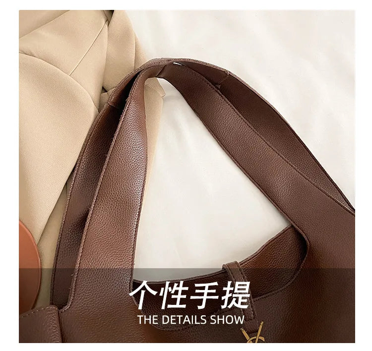 Luxury Shoulder Bag for Women 2025 - Minimalist Solid Color Tote, Spacious PU Leather Crossbody Purse, Elegant Underarm Handbag