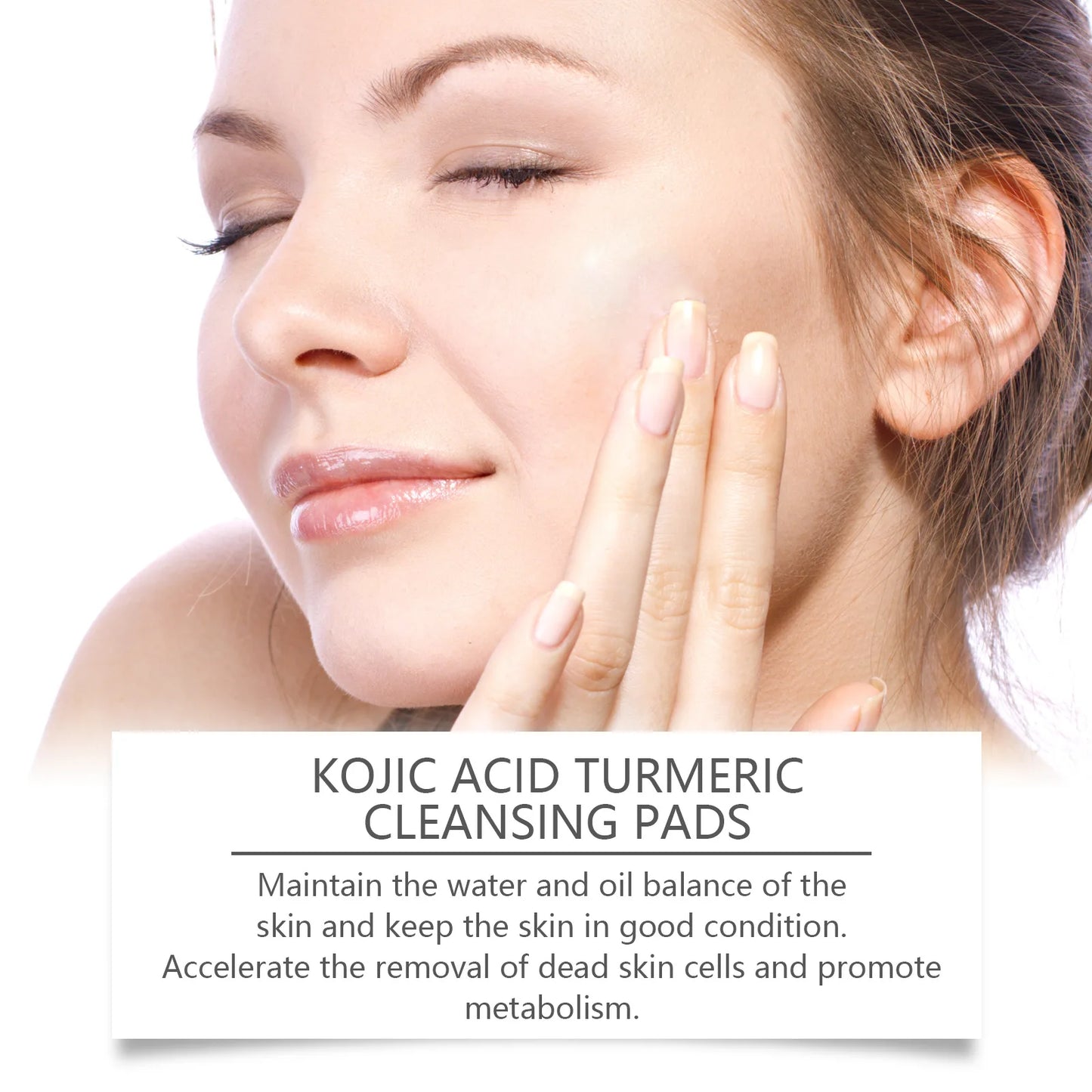 Turmeric Kojic Acid Cleansing Pads Exfoliating Remove Dead Skin Acne Fade Melanin Oil Control Nourish Glow Facial Wash Sponges