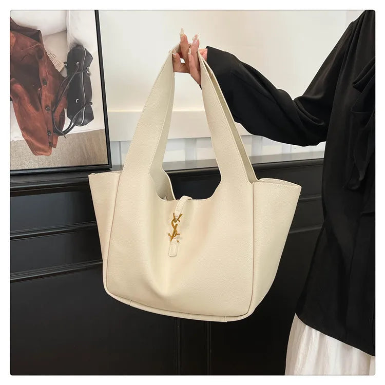 Luxury Shoulder Bag for Women 2025 - Minimalist Solid Color Tote, Spacious PU Leather Crossbody Purse, Elegant Underarm Handbag