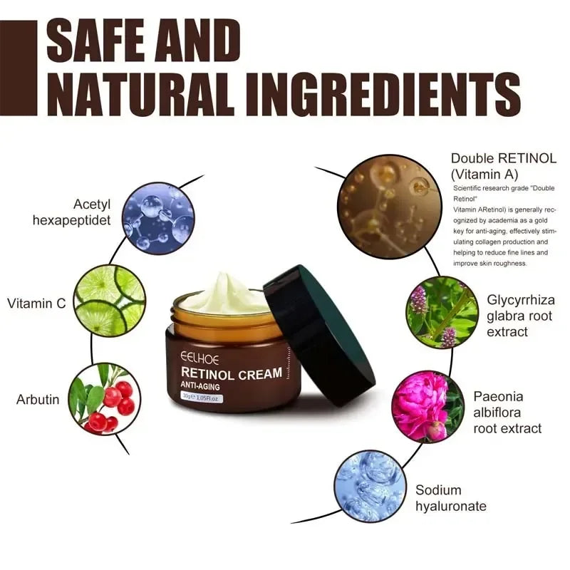 Retinol Anti Wrinkle Face Cream Set Anti-Aging Firming Lifting Fade Fine Line Serum Smooth Skin Whitening Moisturizing Skin Care