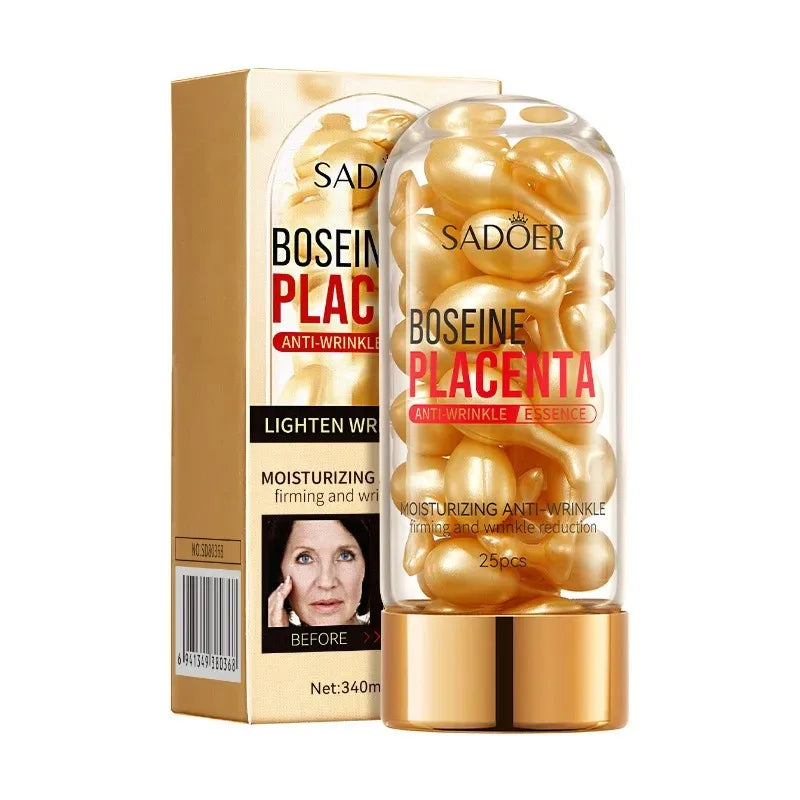 25pcs Placenta Capsules Serum Spot Acne Remover Whitening Face Serum Anti-Wrinkle Firming Brighten Skin Care Cosmetics Essence