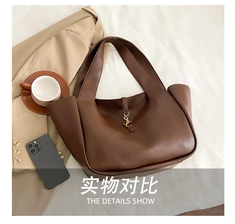 Luxury Shoulder Bag for Women 2025 - Minimalist Solid Color Tote, Spacious PU Leather Crossbody Purse, Elegant Underarm Handbag