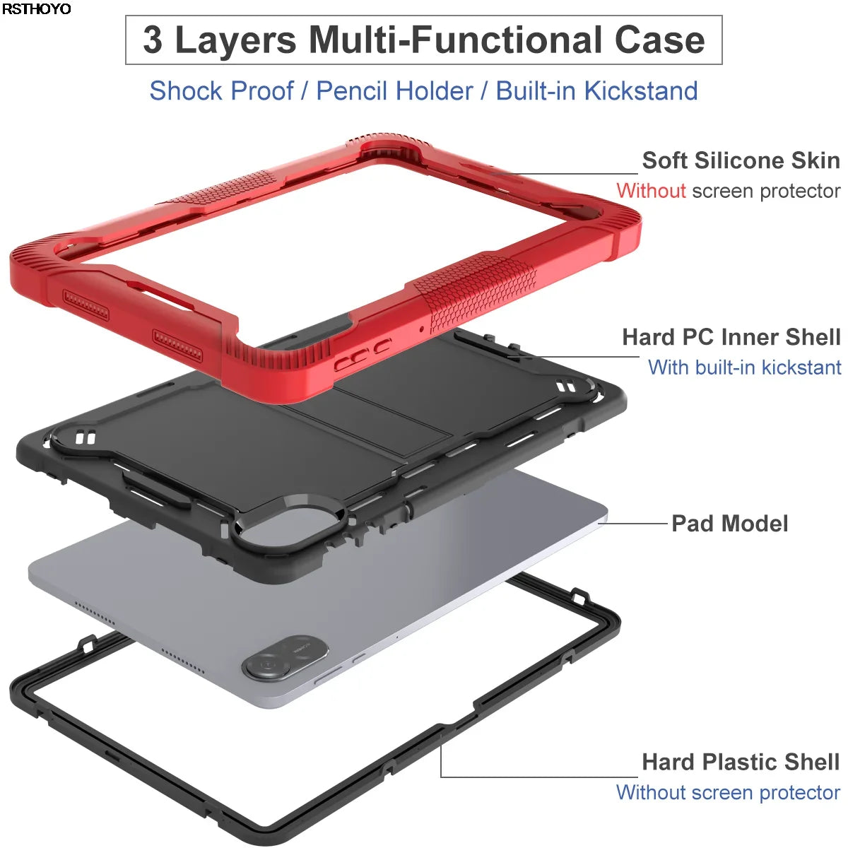 For Honor Pad X8A 11 X9 11.5 Inch 2023 X8 Pro Tablet Case Heavy Duty Kids Silicone PC Hybrid Armor Cover Stand Shockproof