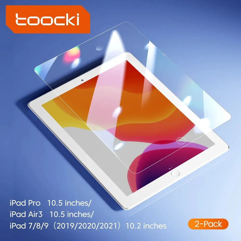 Toocki 2pcs Clear Screen Protector For Ipad 9 8 7 6 5 9th Generation 8th 7th Tempered Glass For Ipad Pro 12.9 11 10.2 Air 5 4